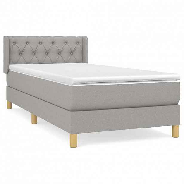 vidaXL Box spring postel s matrací světle šedá 80 x 200 cm textil