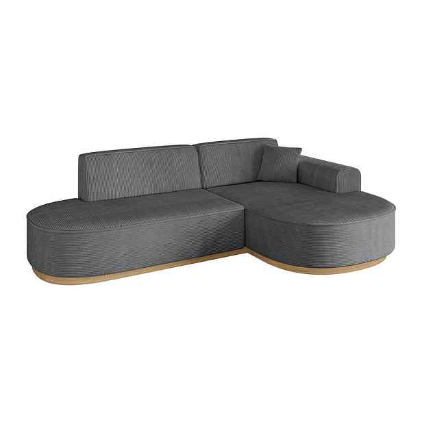 ALTDECOR ROHOVÁ SEDAČKA s otomanem, pravá MARI-L1-v2 243x171x83 Tmavě šedá Manšestr