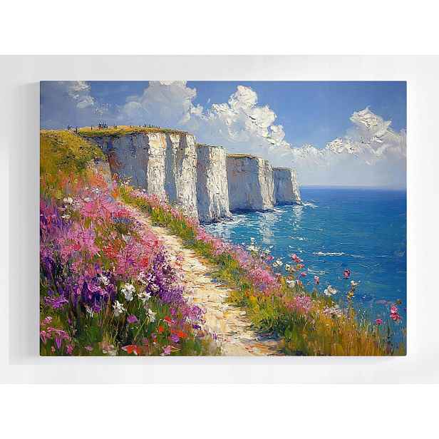 Plakát Útesy Dover Skály Květiny Louka Moře Léto 100x75