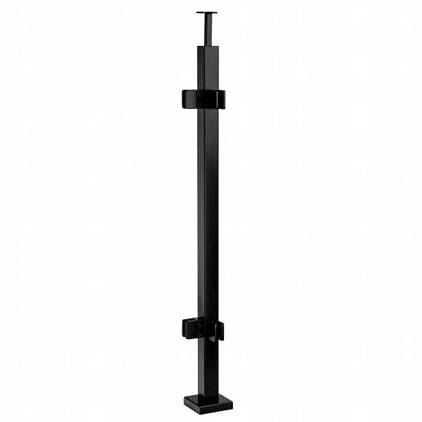 Rohový sloupek pro skleněné zábradlí 110 cm Černý 40x40 mm Loft