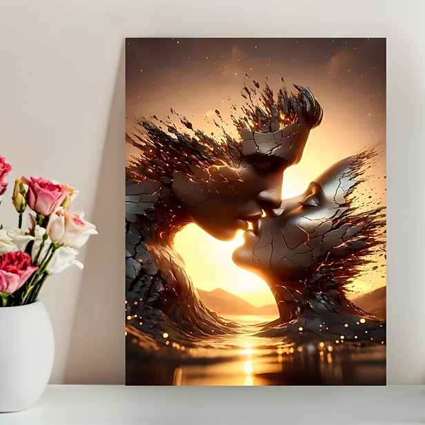 TEMU 2D plochý, pokojový dekor 1ks plakát s lásky na plátně, bez rámu, umělecké malování, 12"X16" s romantickým nástěnným uměním do obývacího pokoje,