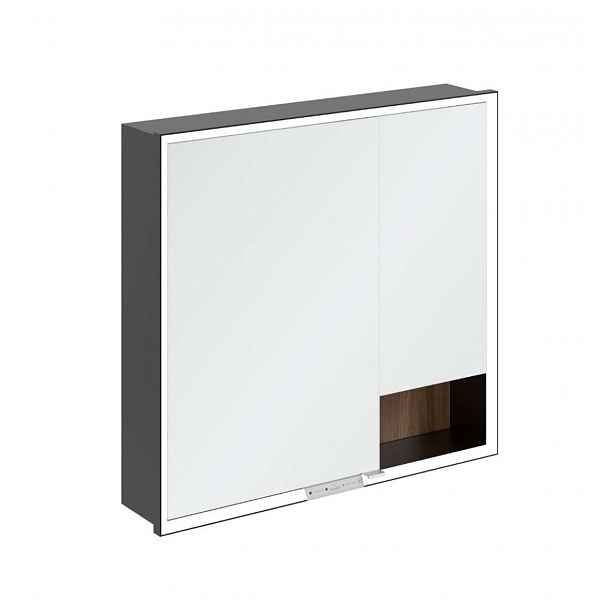 Villeroy & Boch My View+ - Zrcadlová skříňka s LED osvětlením 80x75x17 cm, 2 dvířka, Kansas Oak/matná černá B48280RH
