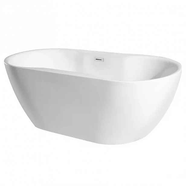 Volně stojící vana Navia 160/80 se sifonem click-clack s obdélníkovým přepadem slim v provedení chrom