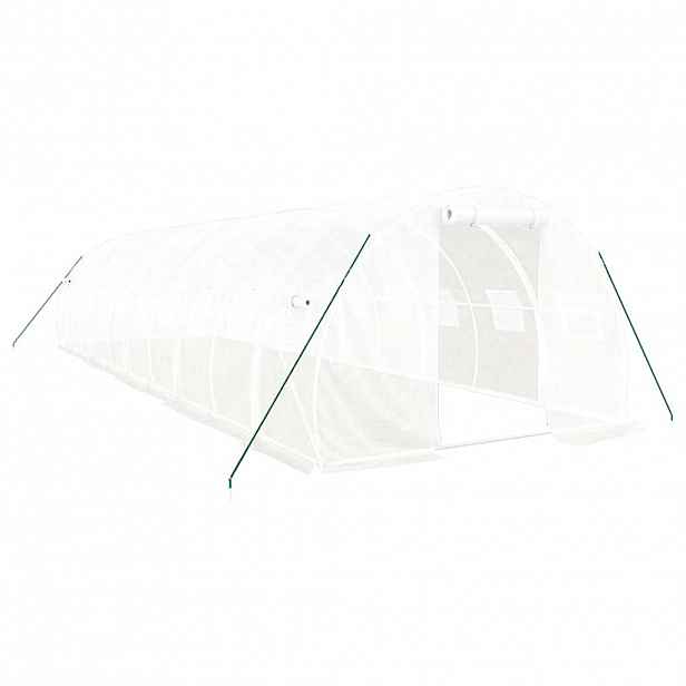 vidaXL Skleník s ocelovým rámem bílý 30 m² 10 x 3 x 2 m