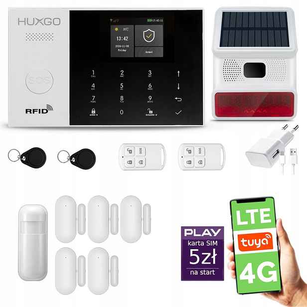 Bezdrátový alarm WiFi Gsm 4G, bezdrátová siréna, Huxgo HXA005 D5BS
