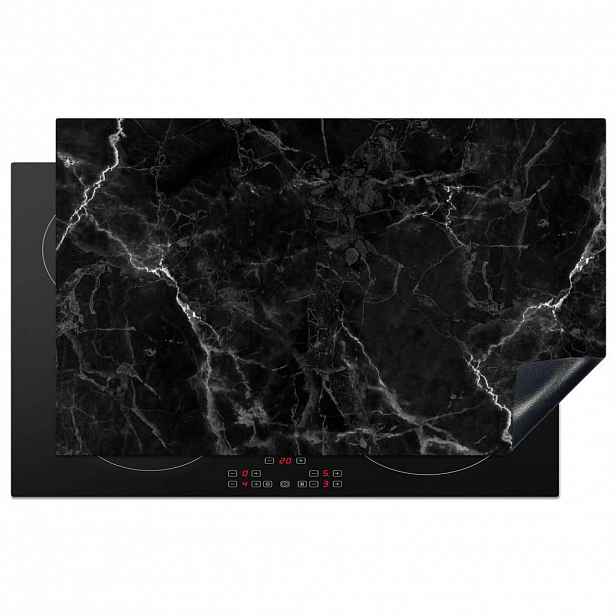 MuchoWow KRYT NA INDUKČNÍ DESKU Mramor - Černá - Bílá - Textura - Mramorový vzhled 85x52 cm