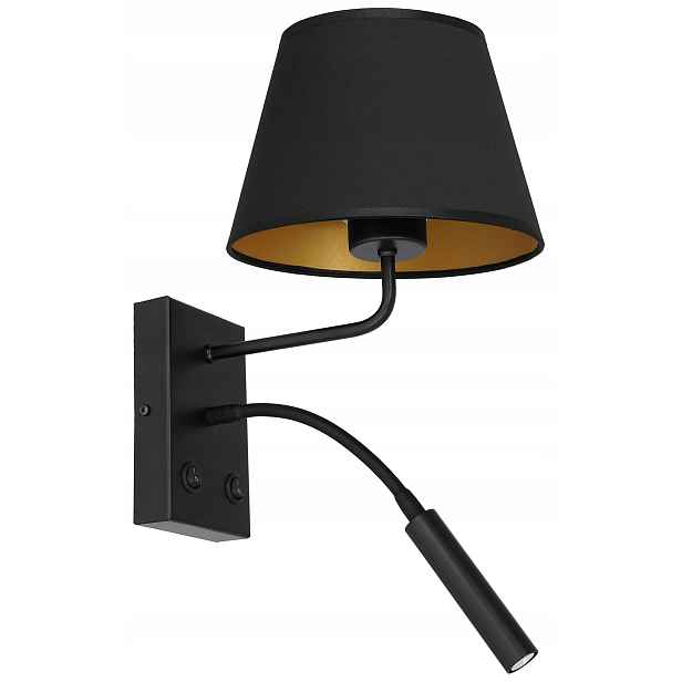 Nástěnná lampa Arden černý zlatý kužel 1xE27+G9 nastavitelná