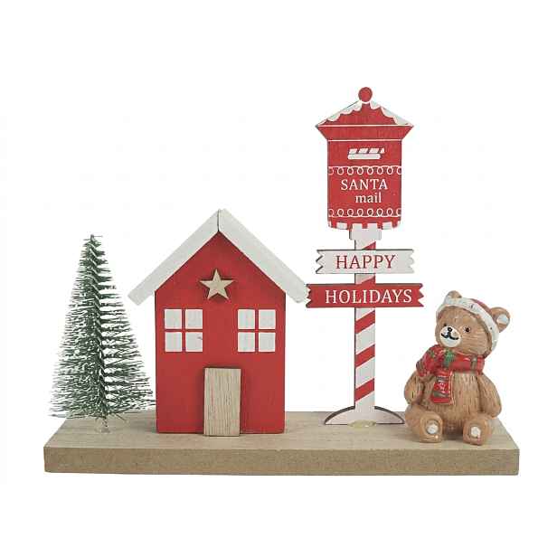 Vánoční dekorace BEAR HOUSE 15,5x13 cm