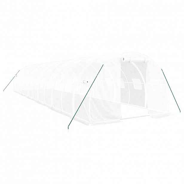 vidaXL Skleník s ocelovým rámem bílý 36 m² 12 x 3 x 2 m