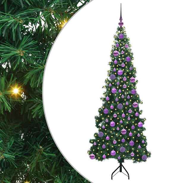 vidaXL Rohový umělý vánoční stromeček Zelená 180 cm PVC a kov
