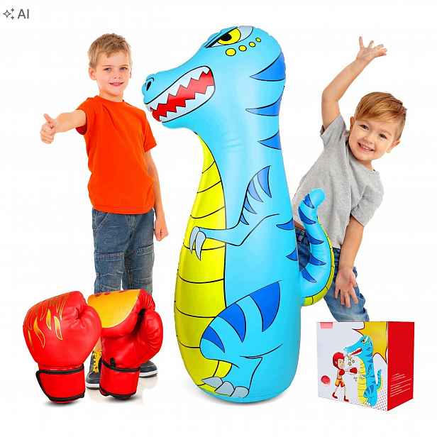 Dětský nafukovací boxovací pytel stojící 120 cm s rukavicemi pro Mma