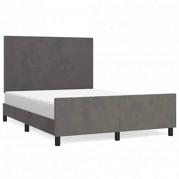 vidaXL Rám postele bez matrace tmavě šedá 140 x 200 cm samet
