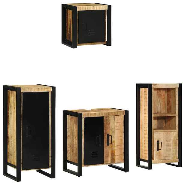 vidaXL Sada koupelnového nábytku 4 ks Hnědá a černá 40 x 35 x 90 cm