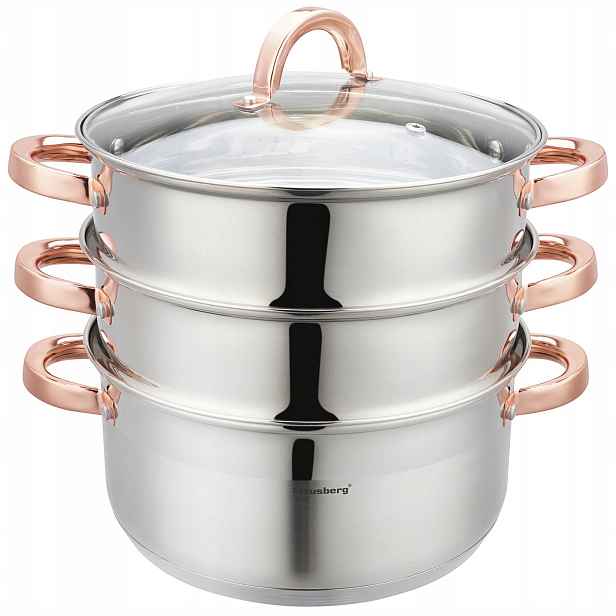 Hrnec 5 L vaření V Páře, indukční hrnec z nerezové oceli 2 Vložky 24 cm
