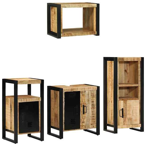 vidaXL Sada koupelnového nábytku 4 ks Hnědá a černá 55 x 35 x 60 cm