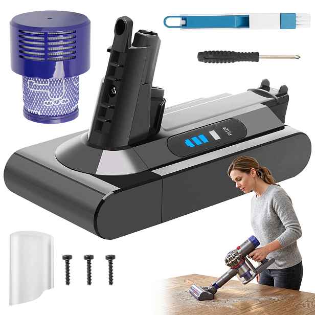 3900 Mah lithium-iontová baterie pro Dyson V10 s pojistkou a indikátorem