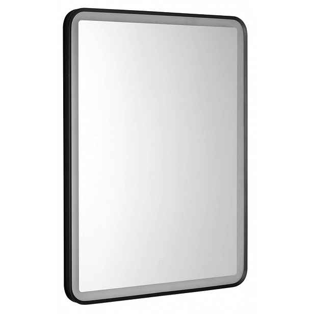 Aqualine - Zrcadlo s LED osvětlením, 80x60 cm, dotykový senzor, matná černá SW060