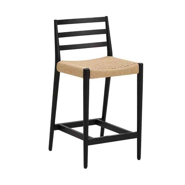 Černá/v přírodní barvě barová židle z dubového dřeva (výška sedáku 65 cm) Analy – Kave Home