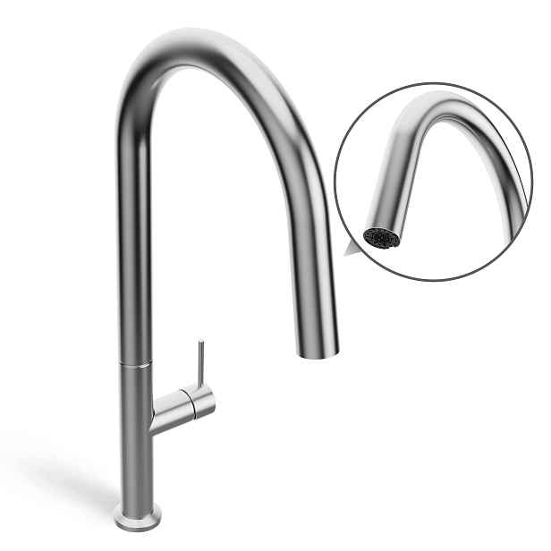 Kuchyňská Baterie Inox 455 MM Kartáčovaná S Vytahovací Sprškou 360°