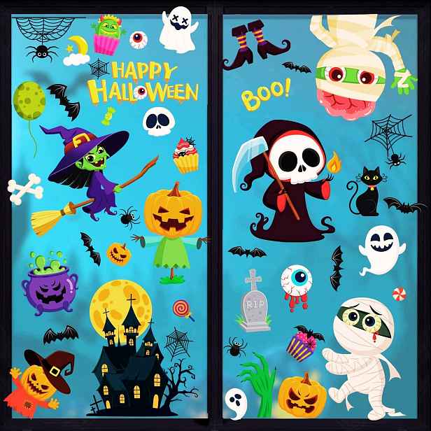 Nálepky Na Okno Halloween 9 Listů 20X30 CM Oboustranné Bez Lepidla