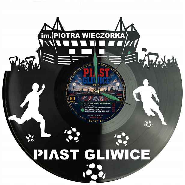 Piast Gliwice Stadion Nástěnné hodiny Vinylová deska Moderní dekorativní