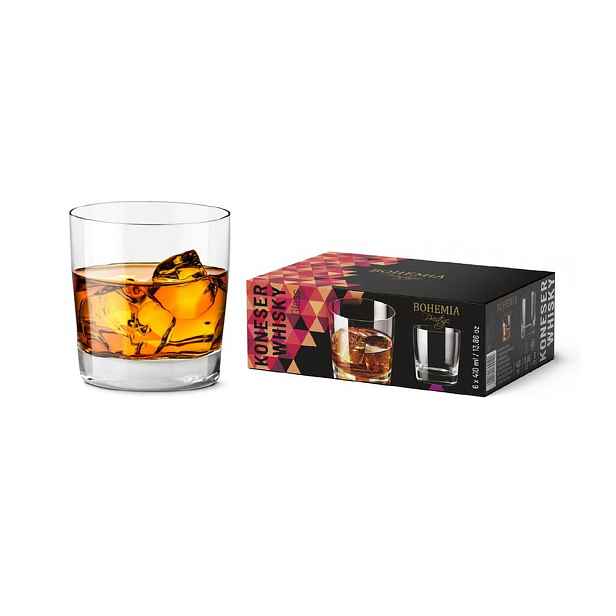 sklen. 410ml, 6ks, BOHEMIA PR. KONESER, whisky, rovná