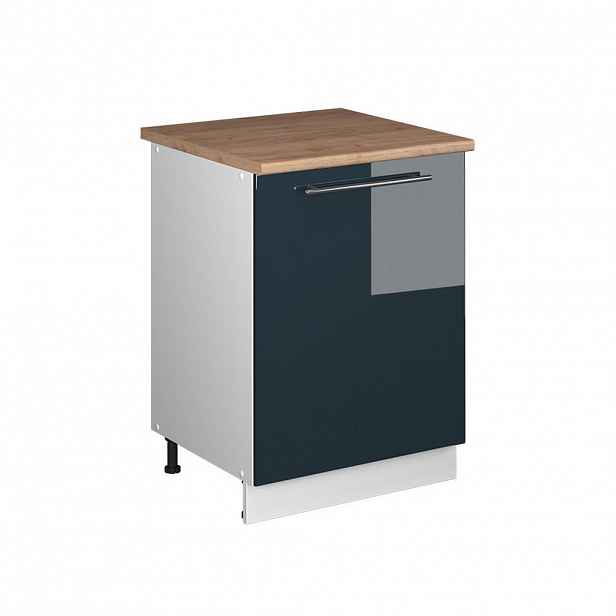 Vicco SPODNÍ SKŘÍŇKA KUCHYŇSKÉ LINKY Fame-Line, Tmavě modrá s vysokým leskem/Bílá, 60 cm 1 dvířka s pracovní deskou