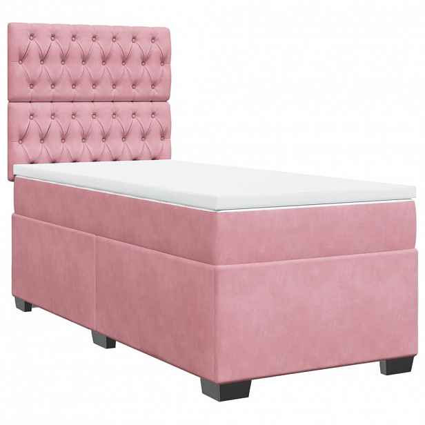 vidaXL Box spring postel s matrací růžová 80 x 200 cm samet