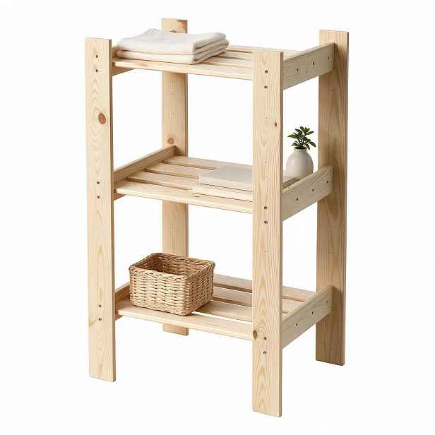 Borovicový regál do šatny 78,4x40x35,3 cm dřevěný Leo