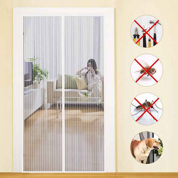 Moskytiéra 150x220 na dveře bez vrtání, bílá