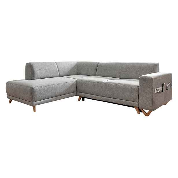 Světle šedá rozkládací/s úložným prostorem rohová pohovka (levý roh/do L) Classy Sophie – Miuform
