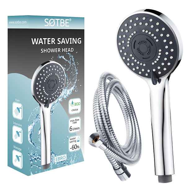 Sprchová Hlavice do sprchy – 60% vody Hadice 150 cm Set