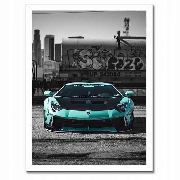 Plakáty v rámu 30x40 Tyrkysové Lamborghini