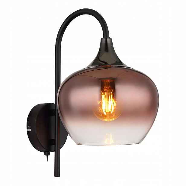 Černá nástěnná lampa Maxy s měkkým světlem nad postelí v ložnici Globo