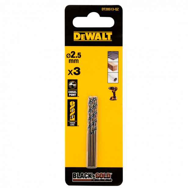 DeWALT - Sada vrtáků do kovu, 2,5x34 mm, 3 ks DT20513
