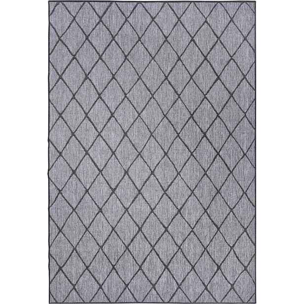Koberec na terasu 160x230 cm, černý grafitový oboustranný plochý tkaný provázkový materiál