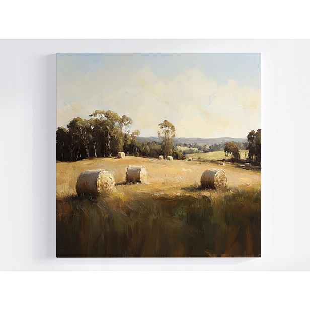 Obraz Na Plátně Canvas Krajina Polsko Vesnice Pole Žně Seno Léto 50x50