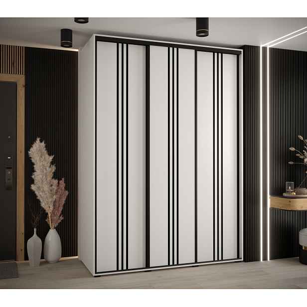 Šatní skříň YVONA 6 - 180/60 cm, bílá / černá