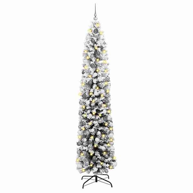 vidaXL Umělý vánoční stromeček Zelená a bílá 240 cm PVC, ocel a plast
