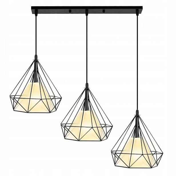 Závěsná lampa diamantová stropní bílá, jednoduché stínidlo E27