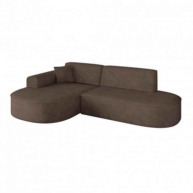 ALTDECOR ROHOVÁ SEDACÍ SOUPRAVA s otomanem vlevo MARI-L1 – 243 x 171 x 79 cm, hnědý velur