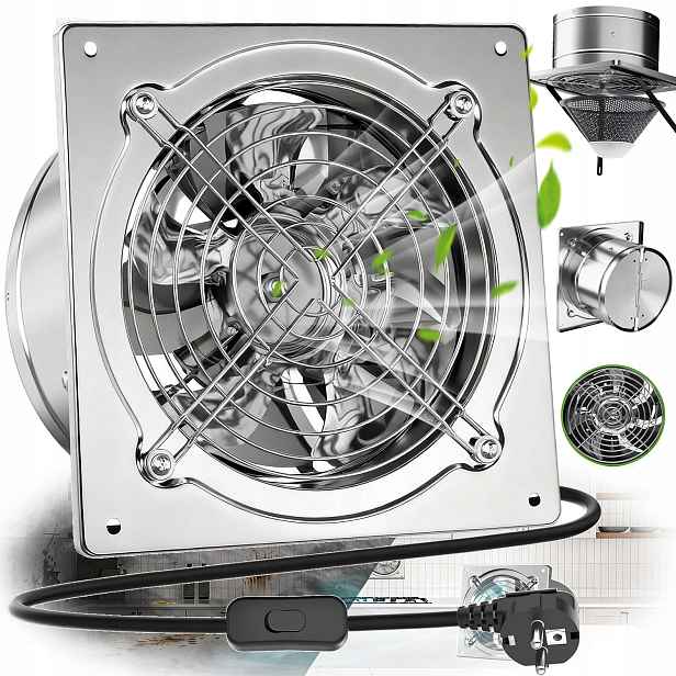 Průmyslový Nástěnný Odsávací Ventilátor 150 MM 525 M3/H Do Koupelen