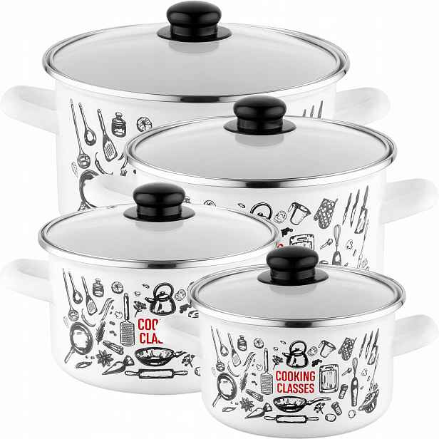 Sada Hrnců Smaltované hrnce Smalt Polska Kitchen 2,1L 3L 4,1L 5,3L