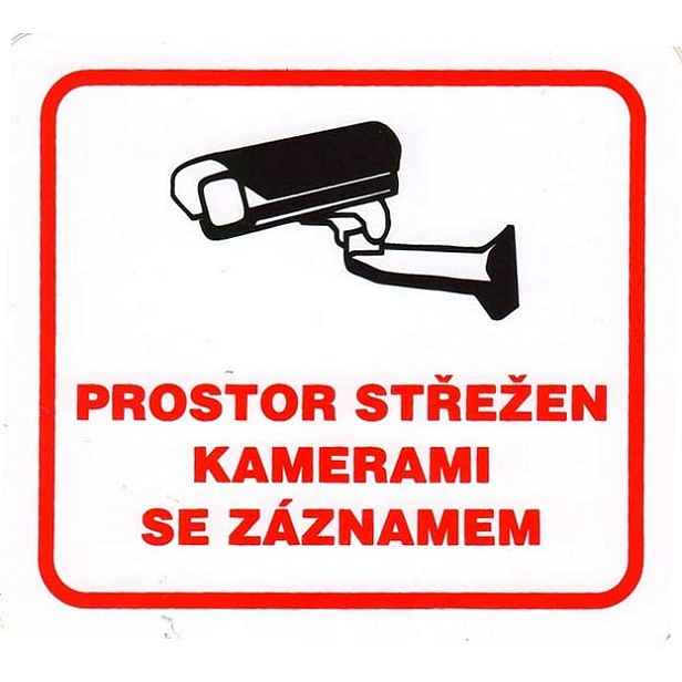 Samolepka Prostor střežen kamerami se záznamem 100×90 mm