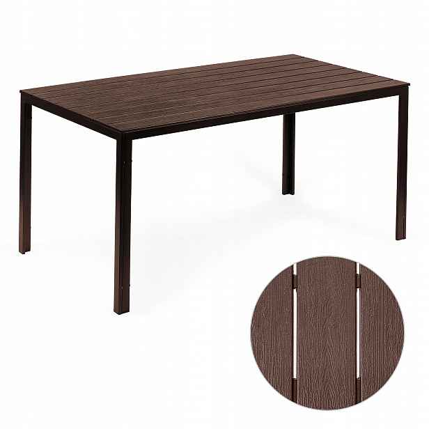 Zahradní stůl pro 6 osob 156x78 cm polywood nábytek na terasu hnědý MultiGa