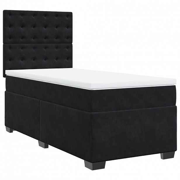 vidaXL Box spring postel s matrací černá 80 x 200 cm samet