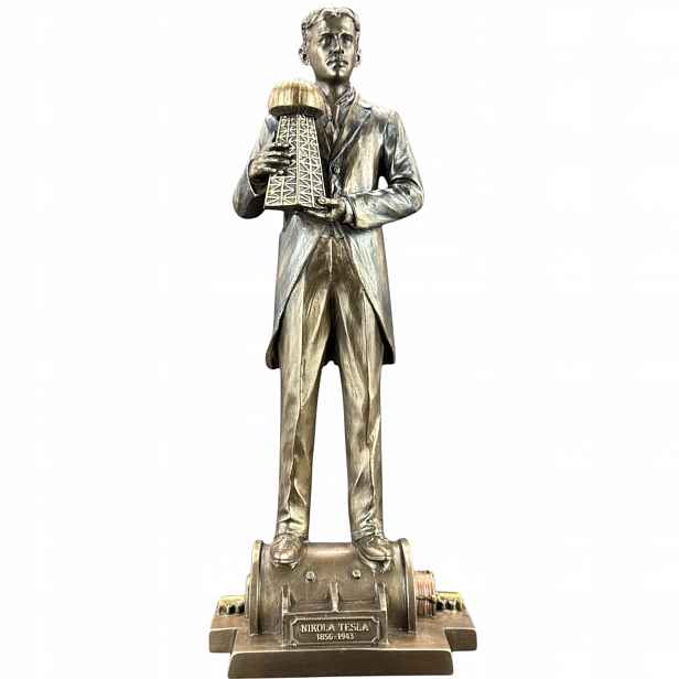 Nikola Tesla Držící Model Věže Veronese (WU76912A4) Socha jako Dárek