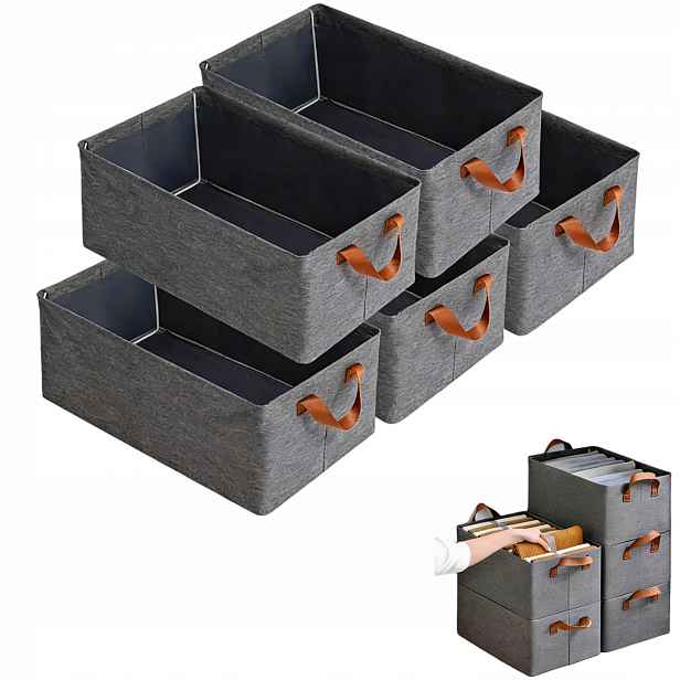 Organizér na oblečení šedý, látkový, 47x28x20 cm