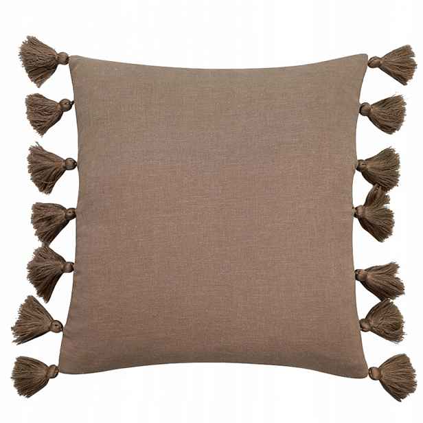 Povlak Na Polštář Přírodní Materiály hnědý XL 60x60 cm s třásněmi
