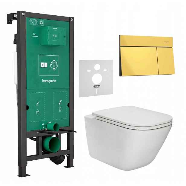 7v1 Wc Set Stelaz Hansgrohe iFrame Wc mísa Rim Roca Gap+TLAČÍTKO